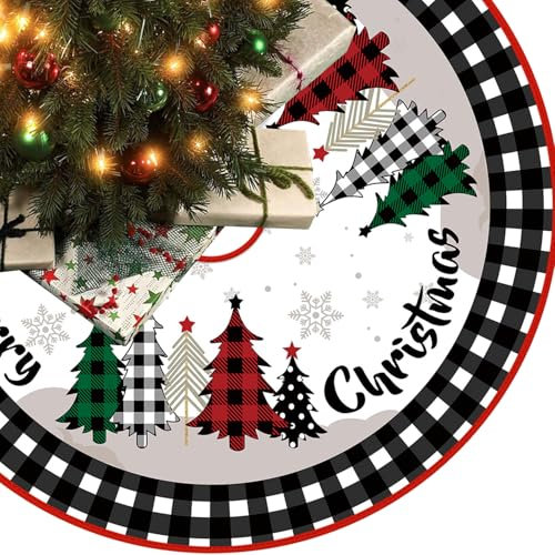 Jupe de Sapin de Noël 120cm /48 Pouces Jupe de Sapin de Noel Rond Cache Pied Sapin de Noel Couvre-Pied de Sapin, Tapis de Sapin de Noel pour Decoration de Noel Sapin(F)