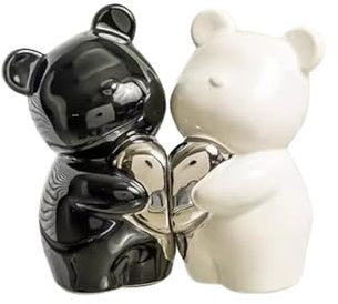 HGTYDV2 Serre-Livres décoratifs en Forme de cœur d'ours Mignon, Statues d'ours en céramique, Porte-Livres, Bouchon, Figurines d'animaux décoratives pour étagères, décoration de Bureau à Domicile