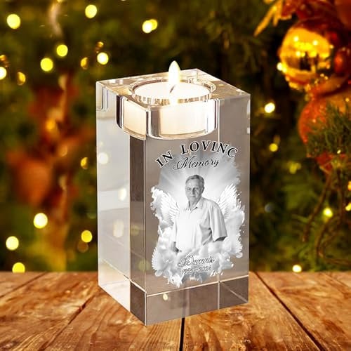 Portavelas de cristal con foto grabada en 3D, regalo conmemorativo, quema en memoria amorosa