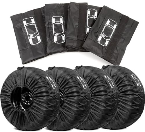 WHLYQF 4 Stück Reifentaschen, für BMW 1 3 4 Series X3 X4 X5 X6 X7 F40 F44 G20 G26 G01 G02 G21 G80 G07 I4 I3 Reifentaschen-Set, Reifenschutzhülle, Wasserabweisend Auto Reifentaschen,A-S-Black