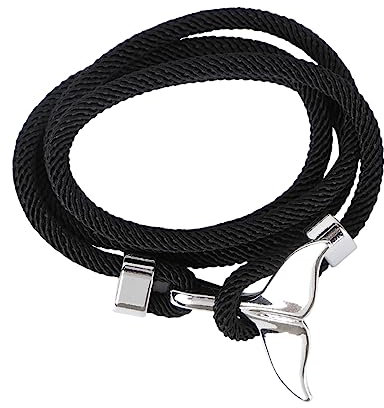 LALADEFIEE Maritimes Unverblassbares Walschwanz-armband Für Verstellbares Segeltau Schmuck Tägliches Accessoire Geschenk Freund Schwarz Silber