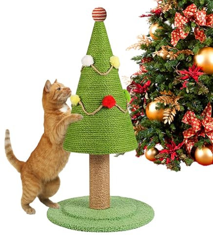 Griffoir pour chat en forme de sapin de Noël – 52 x 30 cm – Arbre à chat en sisal naturel pour chats d'intérieur | Griffoir esthétique pour chats d'intérieur