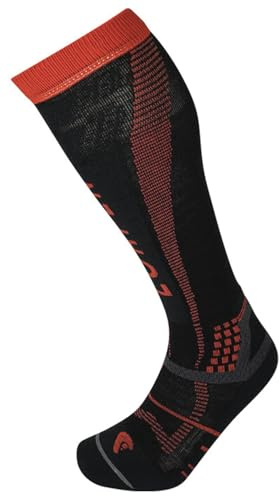 Lorpen T3 Herren Ski Light Eco Socke, ideal für Wintersport, umweltfreundlich & nachhaltig, hoch und gepolstert, Schwarz/Orange, Größe L
