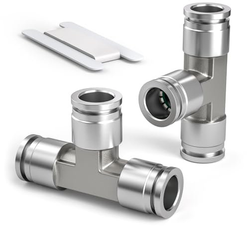 Bwintech 2 Pcs 8mm Té 3 Voies Raccord Rapide Pneumatique, 3 Voies en Acier Inoxydable pour Adaptateur d'Air PE