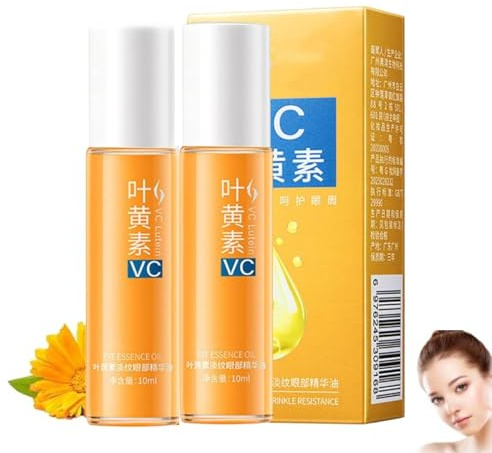 Lutein Anti-Falten Serum öl,Lutein Eye Essence Oil,Augenserum gegen Falten und Augenringe,Anti-Aging-Augencreme mit Vitamin C für empfindliche Haut & Regenerierende Anti-Falten-Augenpflege (10ml, 2PC)
