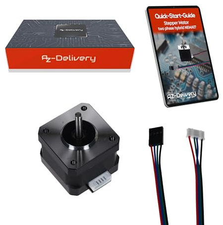 AZDelivery NEMA 17 Schrittmotor 12V 28Nm 1.8° 2-Phasen Hybrid Stepper Motor mit 1m Kabel, kompatibel mit Arduino, 3D-Druckern, CNC-Maschinen und Robotik