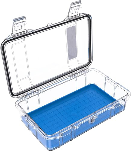 PELI M60 Micro Case - Hochwertiger Schutz für wertvolle Ausrüstung und kompakte Werkzeuge; Wasser-, Staub- und bruchfest; Volumen 2 Liter; Farbe: BLAU/TRANSPARENT