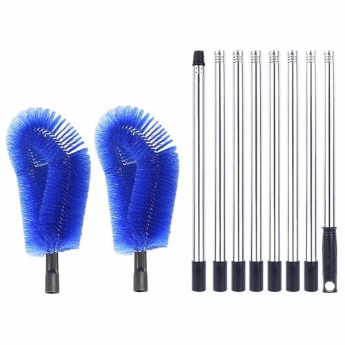 FLKWOP Gutter Cleaning Brush Roofing Tool With Telescopic Pole 8.2Ft Extendable Remove Leave Cleaner Guard Tool U6L9 Easy