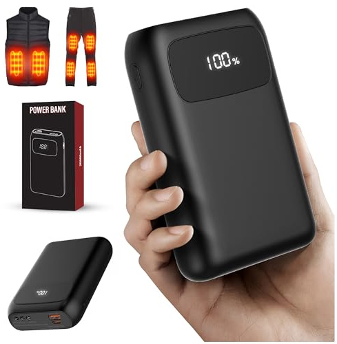 Upgrade Powerbank für Heizweste – 7.4V 3A 20000mAh mit 3 DC-Ausgängen 3,5/3,8/4,0mm Wiederaufladbar für ORORO und Venustas Heizjacken, Westen, Hosen, Unterwäsche