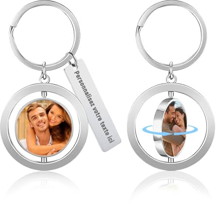 Porte-clés personnalisés, porte-clés avec photos personnalisables, cadeaux parfaits pour les parents, les amoureux et les amis (Porte-clés à couverture complète)