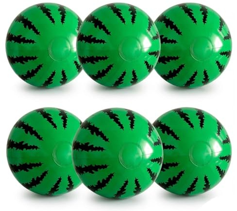 Ballon Gonflable Piscine 6 pièces – Ballon Plage Gonflable Motif pastèque 28cm en PVC pour Enfants et Adultes – Jouet été pour Piscine, Plage, fête, Jeux d’Eau