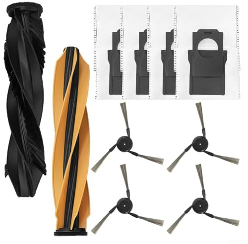 10 Stück ersatzteile Für MOVA Z60 Ultra Roller Complete Saug- und Wischroboter,staubsauger roboter zubehör enthalten 2 Hauptbürsten,4 Seitenbürsten,4 Staubbeutel(A)