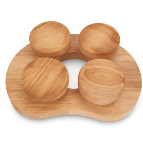 Jectse Reposacabezas de Madera para Sauna, Almohada Giratoria para el Cuello de Roble con 4 Superficies Cóncavas para Relajar la Cabeza y Aliviar el Dolor de Hombros