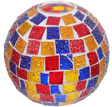TOYANDONA Abat-jour en Verre Mosaïque Rétro E26/e27 16x16x13 Cm, Globe Coloré pour Lampe de Chevet, Applique Suspendre, Abat-jour de Remplacement pour Couloir, Salon et Chambre