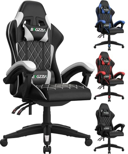 bigzzia Sedie Gaming, Sedie Gaming Ergonomiche con Cuscino Ventilat(Bianco) | Supporto Testa, Ideale per Gaming, Studio e Ufficio