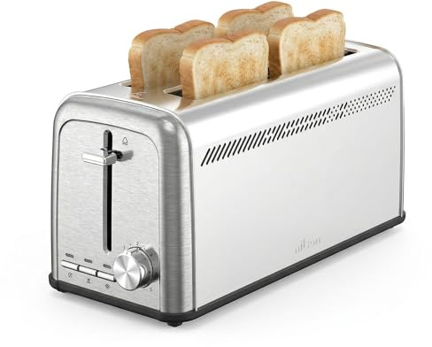 Nilson Life Tostadora de Pan con Ranura Doble, 1500 W, 7 Niveles de Tostado, Control Manual, Temporizador, Descongela, Recalienta y Cancela, Bandeja Recogemigas Extraíble, Fácil Limpieza, NTS2R15000X
