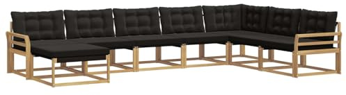vidaXL Outdoor-Sofagarnitur mit Kissen 8 pcs Weiß und Schwarz, Moderne Garten-Sofa-Set, robuster Akazienholz, Bequeme Liege, stilvolle Freizeitmöbel für draußen
