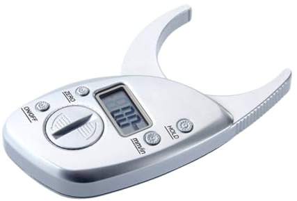 Calibrador Digital de Grasa Corporal con Clip y Lcd Transparente | Plástico Plata, Medición 0-50 Mm, Precisión 0,02 Mm, Resolución 0,1 Mm, Temperatura 0-40 °c