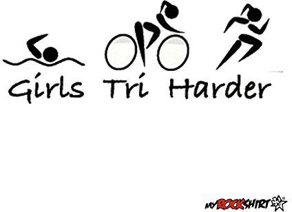 myrockshirt Girls Tri Harder Triathlon 20 cm Aufkleber für Scheibe, Lack, Hochleistungsfolie, UV& Waschanlagenfest`+ Bonus Testaufkleber Estrellina-Glückstern, waschanlagenfest