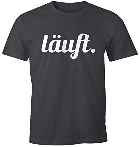 MoonWorks Cooles lustiges Herren T-Shirt - läuft - Fun-Shirt dunkelgrau XL