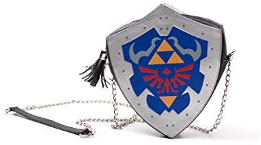 ZELDA Nintendo Legend Hylian Shield Shaped Damen Schultertasche mit Kette Casual Daypack 22cm Blau