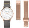Rosefield Geschenkset The West Village Damenuhr Roségold Weißes Ziffernblatt mit Zwei Armbändern - WEGTR-X184