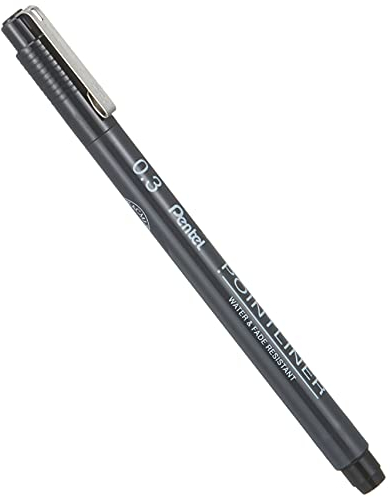 Pentel Pointliner S20P-3A, Fineliner, schwarz, wasserfest und lichtecht, 0,3 mm, 1 Stück (1er Pack)