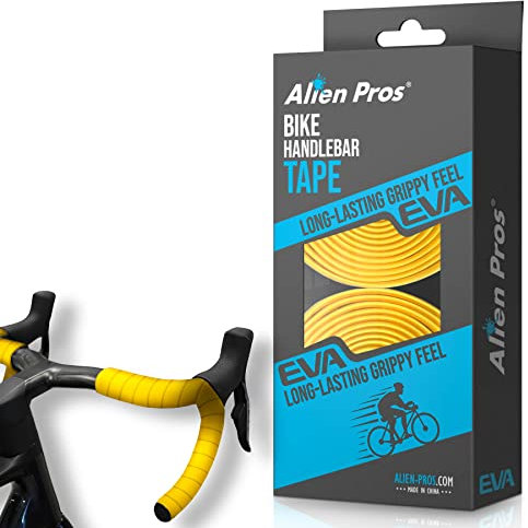 Alien Pros Bike Handlebar Tape EVA (Set of 2) Yellow - Enhance your bike grip with these bicycle handle bar tape - Wrap your bike for an awesome comfortable ride (Set of 2, Yellow)