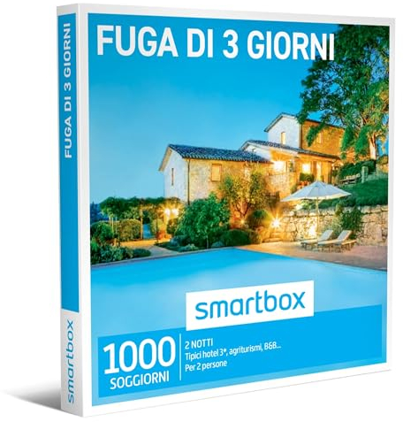 Smartbox - Fuga di 3 Giorni - Cofanetto Regalo Coppia, Un Soggiorno di 2 Notti per 2 Persone, Idee Regalo Originale, Taglia unica