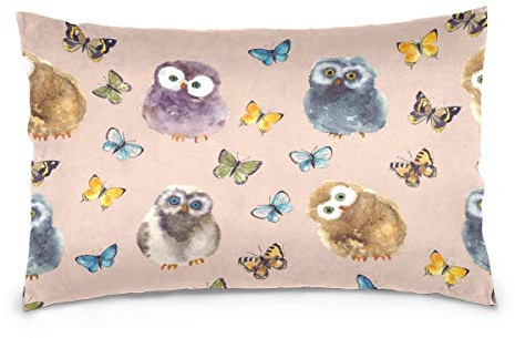Linomo Kissenbezug 40x60 cm, Süß Eule Schmetterling Dekorative Kissenbezug Kissenhülle für Couch Sofa Bett Hause