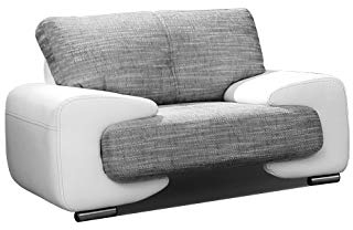 MOEBLO Sessel gepolstert - Polsterstuhl für Esszimmer & Wohnzimmer - Lounge Sessel mit Armlehnen - Armlehnensessel Fernsehsessel Polstersessel Federkern - mit Design Füßen - Lorento (Weiß)