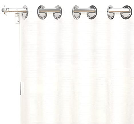 Soleil d'ocre, Alix Voilage à Oeillets, Polyester, Blanc, 280x250 cm