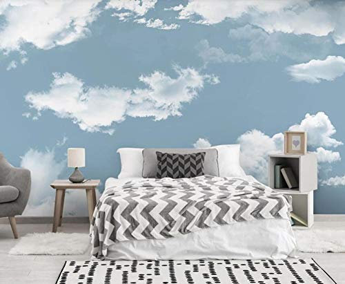 Papier Peint 3D Panoramique Ciel Bleu Peint À La Main Et Nuages Blancs Rétro Tapisserie Murales Papier Peint Chambre Salon Décoration