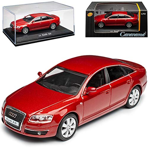 Cararama A*U*D*I A6 C6 Limousine Rot 3. Generation 2004-2011 mit Sockel und Vitrine 1/43 Modell Auto