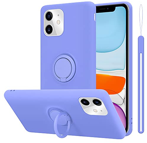 Cadorabo Hülle kompatibel mit Apple iPhone 11 Schutzhülle TPU Silikon Case Liquid Design mit Ring Slim Kratzfest Liquidsilikon Microfaser mit Rundumschutz Case Hülle für iPhone 11 in Lila