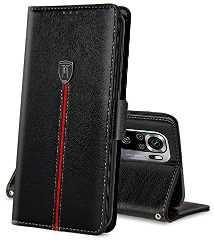 Coque pour Xiaomi Redmi Note 10S / Redmi Note 10 4G, Rabat Portefeuille Cuir Etui,TPU Silicone Bumper Magnétique Housse, Porte Cartes Cover, Antichoc Case pour Redmi Note 10 4G / Redmi Note 10S Noir