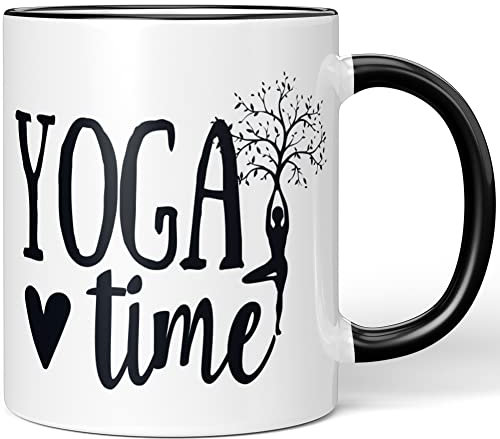 JUNIWORDS Tasse, Yoga time, Wähle Farbe, Schwarz