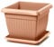 Pot de fleurs avec soucoupe, pour plantes, utilisation en intérieur et extérieur, carré, style classique, en plastique, pour balcon, DKWT24-PKWT22, couleur terre cuite, 7 litres, 24 x 24 x 20 (H) cm