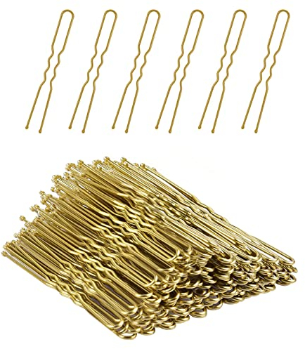 50 Stück U-förmige Haarnadeln 6 cm Haarklammer für Frauen Mädchen und Friseursalon mit Aufbewahrungsbox,Bobby Pins für Mädchen Haarzusätze(Gold)