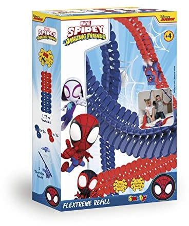Smoby - Spidey - FleXtreme - Recharge Piste - 1m72 de Circuit de Voiture Supplémentaire - 72 Pistes Flexibles et Modulables + 2 Ventouses de Fixation - A Partir de 4 Ans