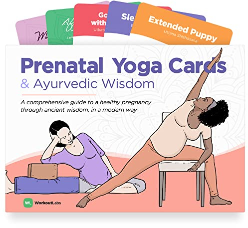 WorkoutLabs Pränatal Yoga & Ayurveda Karten - Gesunder und bewusster Schwangerschaftsführer mit alter Weisheit auf moderne Weise · Premium Karten und Buch Set für Schwangere und vorgeburtliche