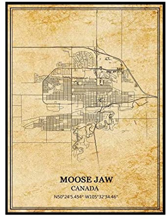 Moose Jaw Kanada Wandkunst, Vintage-Druck, Poster, Leinwand, Karte, Kunstwerk, Reise, Souvenir, Geschenk, Heimdekoration, ungerahmt 20x30 Zoll