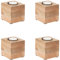 MARRAKESCH 4er Set Teelichthalter aus Holz Massiv 7,5cm Massivo Natur Braun als Hochzeitsdeko oder Tischdeko Massivo