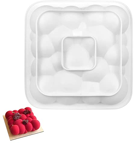 QIUMING Quadratische Wolken Silikon Backform 3D Blasen Wolken Silikonform Silikon Mousse Kuchenform 3D Quadratische Backform Geeignet für Fondant Pudding Verwendet Schokolade Eisbombe Trüffel Seife