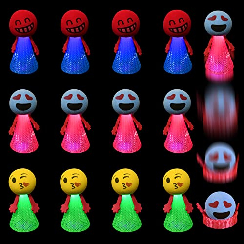 Ainiv Kindergeburtstag Mitgebsel Set, 12 Stück LED Spring Launchers Toys, LED Leuchtspielzeug,Kinder Jumping Spielzeug, Kindergeburtstag,Emoticons Puppen für Kinder Geburtstag Kinderparty Garten Party