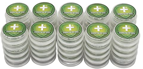 Sonew Lot de 50 Lingettes Humides pour Presse, Emballées Individuellement, Jetables, Sèches, Humides, Poussées, Type Presse, Lingettes Nettoyantes pour les Mains