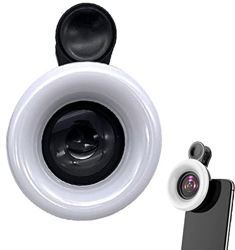 Ericetion Mobile Phone Fill Light 15x Macro Lens Portable Selfie Led Ring Flash Light Phone Selfie Lamp Universal Ring Clip Light