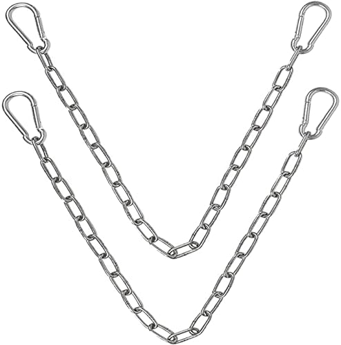 2 Stücke Edelstahl Ketten,Hängesessel Kette,Gliederkette mit Karabiner Edelstahl, Stahlkette 1 Meter, Ø4mm Rundstahlkette,Metallkette, Edelstahlkette für Hängesessel Hängematten-Sets Sandsäcke
