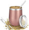 Mate Becher, 340 ml Mate Tee Tasse, Doppelwandiger 18/8 Edelstahl Mate Tasse mit Mate Strohhalm und eine Reinigungsbürste, Yerba Mate Becher(Roségold)