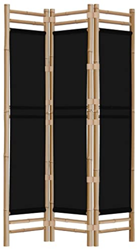 vidaXL Paravent 3-TLG. Faltbar Raumtrenner Raumteiler Trennwand Umkleide Sichtschutz Spanische Wand Wohnzimmer 120cm Bambus Canvas